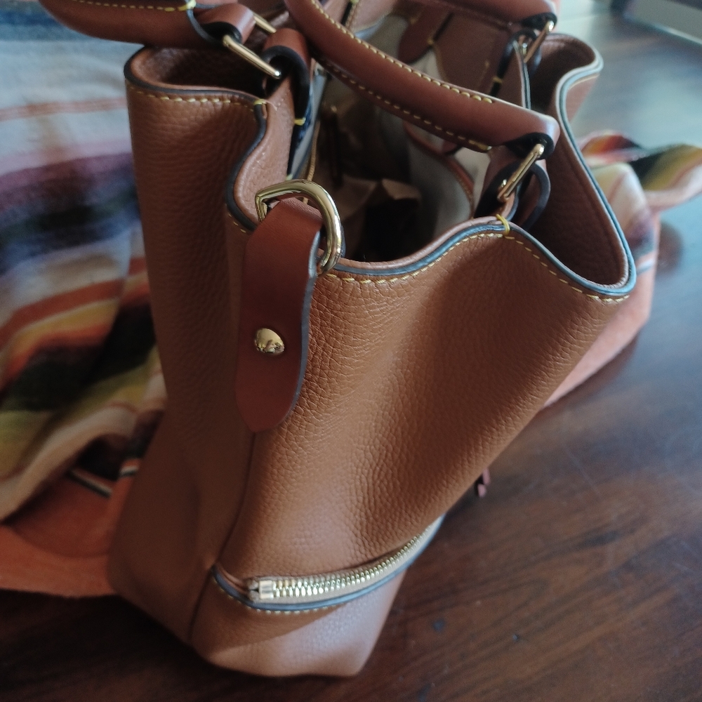 Dooney & Bourke Dawson Large Satchel, Caramel, Pebble Leather, BPEBC1046 - Picture 2 of 10